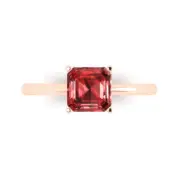 1.5Ct Asscher Cut Natural Garnet Solid 14K/18K Gold Solitaire Engagement Ring