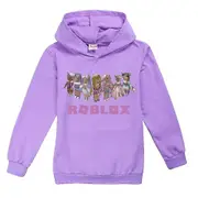 Kids Boys Girls Roblox Print Casual Hoodies Hooded Pullover Tops Sweatshirt Jumper Hoody Purple 11-12 Years