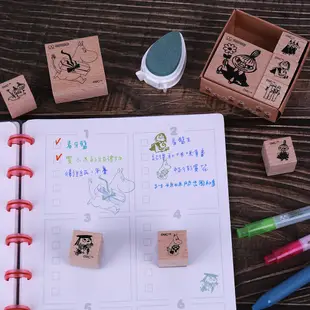 【台灣現貨】sun-star MOOMIN嚕嚕米 木頭印章組 兒童造型印章 集點卡印章 卡通印章 鼓勵章 幼稚園學生