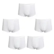 5pack Men's White Regular Absorbency Washable Incontinence Boxer Briefs L