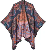 [DOFOTAWN] Women's Vintage Pattern Open Front Poncho Cape Shawl Winter Shawl Wraps