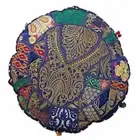 New 18" Round Floor Decorative Pillow Cover Blue Patchwork Cushion Cover Throw
