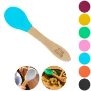 Children's Bamboo Spoon with Soft Silicone Tip Colourful Kids Weaning Spoon