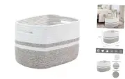 Rectangular Woven Baskets for Storage Small Cotton Rope Storage Basket White1