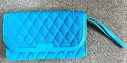 Vera Bradley Trimmed Wristlet in Bahama Bay Blue, Quilted, Zip Interior, NWT
