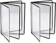 2PCS A4 Menu Covers,4 Page 8 View Transparent Restaurant Menu Covers, Fits A4 Size Paper，Bar Cafe Restaurant Book Black Folder Binder