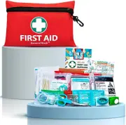 Mini First Aid Kit, 110 Piece Small First Aid Kit - Includes Emergency Foil Blan