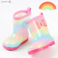 在飛比找ETMall東森購物網優惠-兒童雨鞋雨衣套裝公主女童幼兒園寶寶防滑雨靴水鞋小孩加絨水可愛
