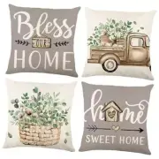 Throw Pillow Covers 18x18 Set of 4 Farmhouse Pillow 18" x 18" (Pack of 4) Grey