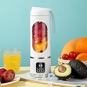 Portable USB Juicer Blender, 450ML Personal Mini Electric Blender for Shakes, Smoothies & Ice Crushing, 12 Stainless Blades, 18K RPM, Food-Grade Safe, USB-C Rechargeable (White)