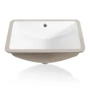 Sinber Undermount Bathroom Sink 21" Single Bowl Ceramic Rectangular in White