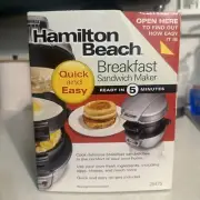 Hamilton Beach Breakfast Sandwich Maker Model 25475 Silver New in Box Egg Muffin