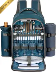 4 Person Picnic Backpack Blanket Wine Cooler Cutlery Gift Wedding