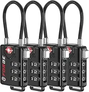 Forge TSA Approved Cable Luggage Locks - Black - Easy Read Dials with Alloy Body