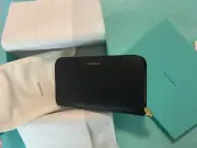 Tiffany & co. Wave Leather Large Wallet Black