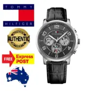 NEW TOMMY HILFIGER "KEAGAN" TH1791289 SILVER/GREY/LEATHER CHRONOGRAPH MENS WATCH