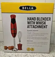 Bella 14460 Red Stainless Steel Hand Immersion Blender Whisk Attachment