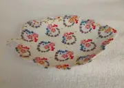 Anthropologie Leaf Trinket Dish Ceramic Blue Pink Green Flowers NWT