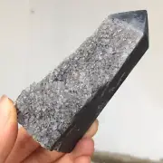 196g Natural Chrysanthemum Stone Quartz Crystal Cluster Obelisk Mineral A547