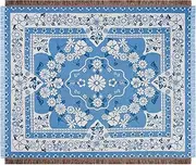 [Peel Forest] Blue Floral Blanket Rugs Vanlife Boho Blanket Cotton Material Soft Sofa Throws Hiking Yoga (50"X60")……