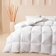 Cosybay Feather and Downfiber Comforter King Size, Ultra Fluffy Duvet Insert, All Season White Cotton Cover Luxury Hotel Bed Comforter with Corner Tabs, 106"x90"