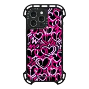 iPhone 16 Pro Max Ultra Bounce Case MagSafe Compatible Pink & Black Electric Love by Corey Paige Designs