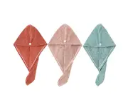 3-Pack Hair Towel Bamboo Fabric Women's Soft Shower Towels for CurlyHair Turban Wrap Drying Cap