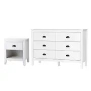 Oikiture 6 Chest of Drawers and Bedside Table Vintage Nightstands Bedroom Set