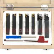 6mm Shank Indexable Lathe Tool Holder Set - Turning, Facing, Parting, Threading