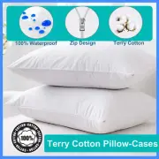 2/6x Waterproof Pillow Protector Terry Cotton Cover Case Breathable Anti Allergy