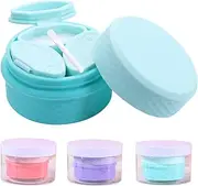 FOVIUPET Travel Makeup Containers for Toiletries Shampoo Lotion Refillable Empty Jars with Spoon, Portable Containers for Trinkets Pills, Blue-With Protective Box, 7x4.3 cm/2.75x1.7 inch, Travel
