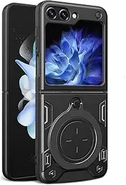Compatible with Samsung Galaxy Z Flip4 Cover,Compatible with Samsung Galaxy Z Flip 4 5G SM-F721 Car Mount Magnetic 2 in 1 Case Black