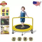 36'' Mini Toddler Trampoline with Adjustable Handle for Indoor & Garden Fun