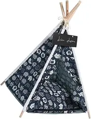 PEPLAYTAL Adorable Pet Tent Teepee with Cushion Cozy Non Slip Dog Cat Sleeping Tent Durable Washable Canvas for Indoor Outdoor Use Dog Supplies for Pets