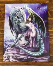 Protector Of Magick Celestial Dragon With Unicorn Wood Framed Canvas Wall Decor