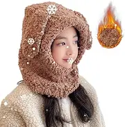 [Generic] Bunny Hood Hat Scarf - Plush Hoddie Hat for Winter,Animal Ears Hat, Warm Hat Scarf for Travel, Sports, Daily Wear, Walking