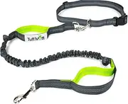 Tuff Mutt - Hands Free Dog Leash Running, Walking, Hiking, Durable Dual-Handle Bungee Leash, Reflective Stitching, 4-Foot Long, Adjustable Waist Belt (Fits up to 42" Waist)