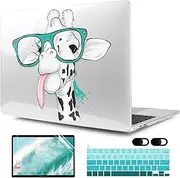 MEEgoodo Case for MacBook Pro 13 inch Case 2022 2021 2020 New A2338 M2/M1 A2251 A2289, Laptop Hard Shell Cases with Keyboard & Camera Cover Compatible with 13 inch MacBook Pro Case, Funny Giraffe