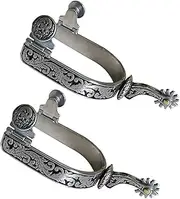 Perfk 2 Pieces Horse Spurs Western Cowboy Spurs Equipment Smooth with Gear Horse Boot Spurs for Hunting Training Adults Women Farm