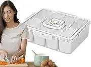 Seasoning Box with Lid,Seasoning Container with Lid - Divided Serving Tray with Handle Condiment Jars for Salt Sugar Pepper Nuts Snacks