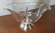 Vintage Sectional Divided Dish (Candy, Gravy, Nuts, Dip) glass With Silver Base