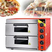 Electric Pizza Oven Countertop Commercial Large-Capacity Double-Layer Pizza Drawer Toaster Oven, Timer 120 min, 350 °C, 41.5 x 40 x 12 cm Baking Surface, Suitable for Restaurant Kitchen Pizza Pretzel