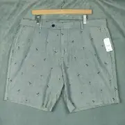 NEW Brooks Brothers Bermuda Shorts Mens Size 40 - 9inch Grey Palm Tree Print $98