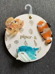 Piper K Ocean Friends Hair Clip Set- Octopus, Clownfish & Dolphin-CUTE! NEW!!