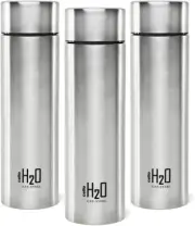 Stainless Steel Water Bottle Set of 3 - 1 Litre each Silver