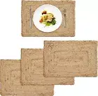 Rustic Natural Hand Braided Rectangle Jute Placemats Heat Resistant Set of 4