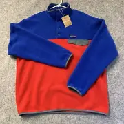 Patagonia Synchilla Snap-T Mens L Red Blue 1/4 Zip Pullover Fleece NWT