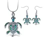 Puzzled Sparkling Sea Turtle Necklace and Earrings Set Sparkling Necklace