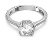 Swarovski - Stilla cocktail ring - Round cut, White, Rhodium plated - Size: 50