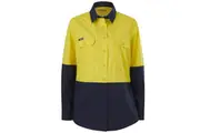 King Gee Ladies Workcool Vented Cotton Drill Work Shirt K44226 - Yellow/Navy